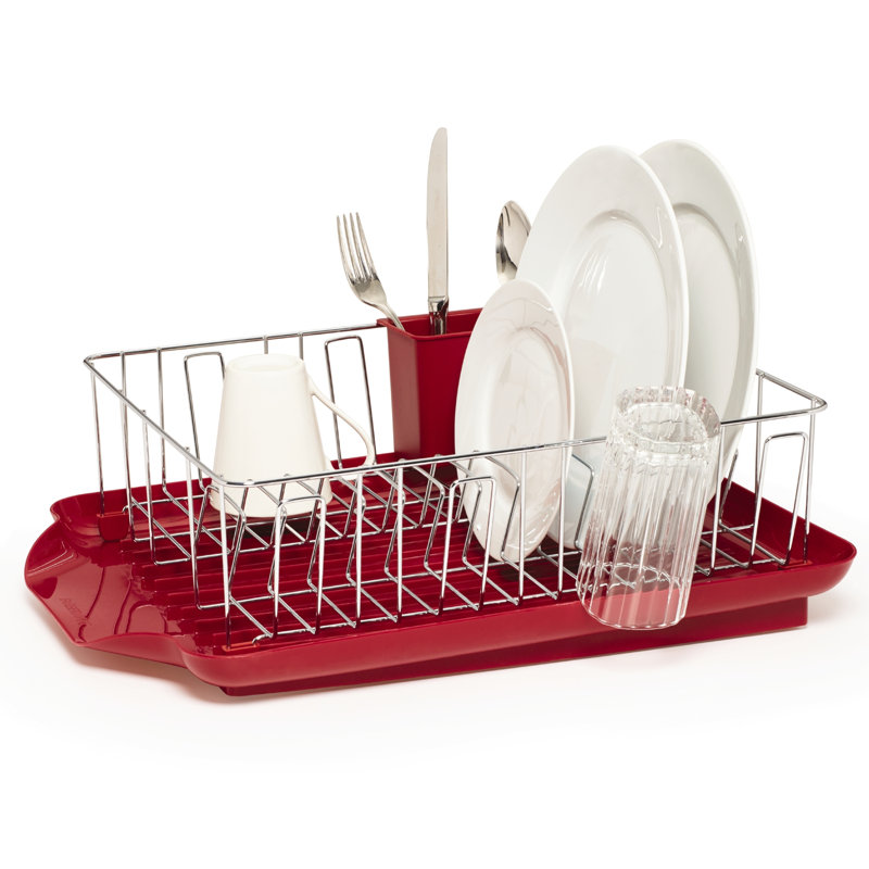 Farberware 3-Piece Dish Rack Set, Red
