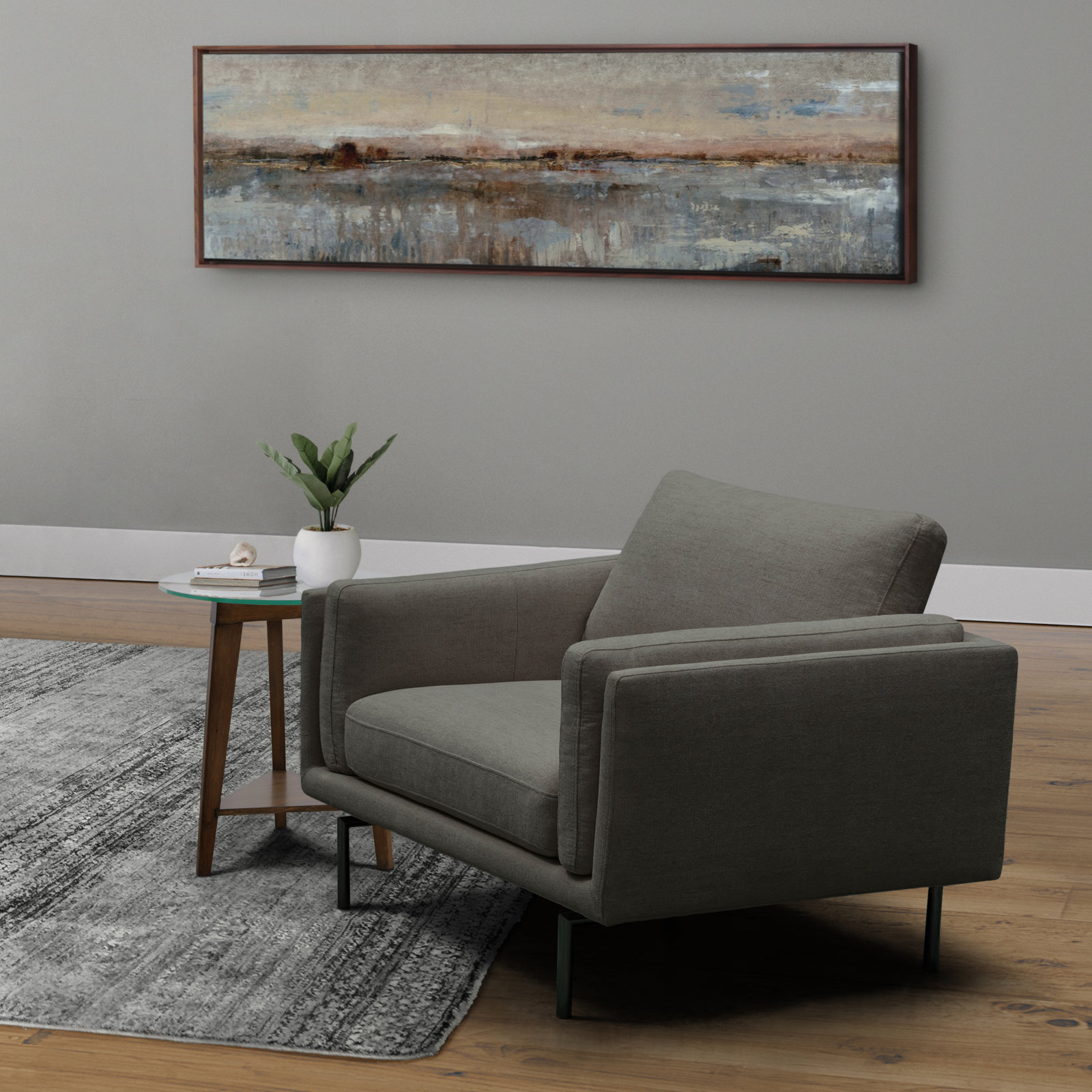 Elenora Pine Armchair, Charcoal Performance