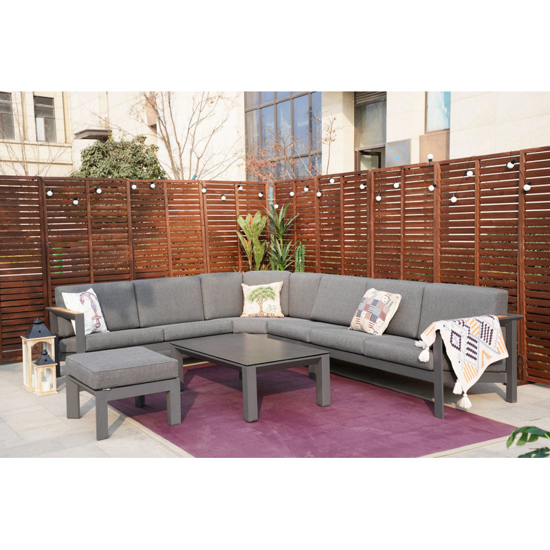 Ensemble de conversation modulaire avec coussins 6 pièces Jimena