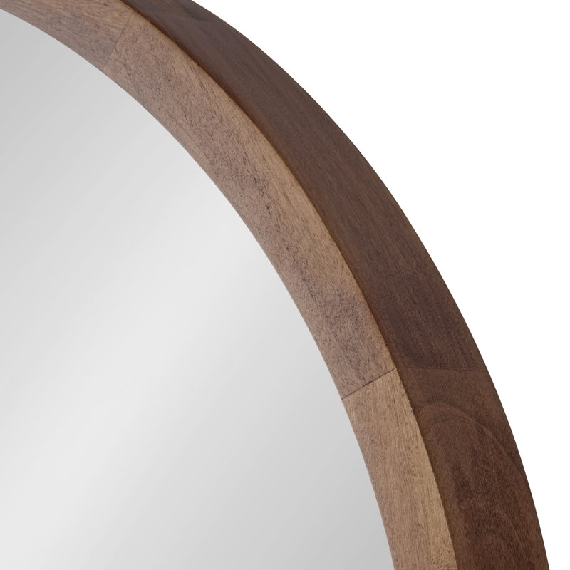 Skyeler Modern Wood Arched Accent Mirror, Natural Rustic, 36" x 24"