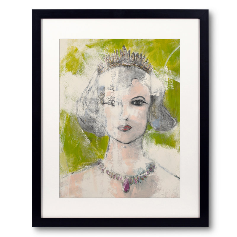 «of Devine Encounters» par Jacque Gouveia - Peinture, Papier avec cadre noir, Blanc, 39" H x 30" W