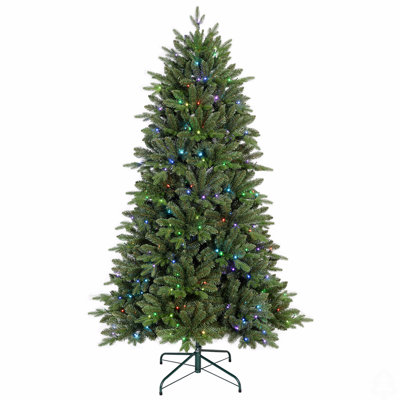 7FT Prelit Christmas Tree With 340 RGB LED Lights & Easy Power Setup, 2126 PE/PVC Tips, 50 Functions – Multicolor Artificial Holiday Tree