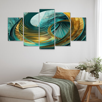 Nylah - art mural vagues 5 pièces
