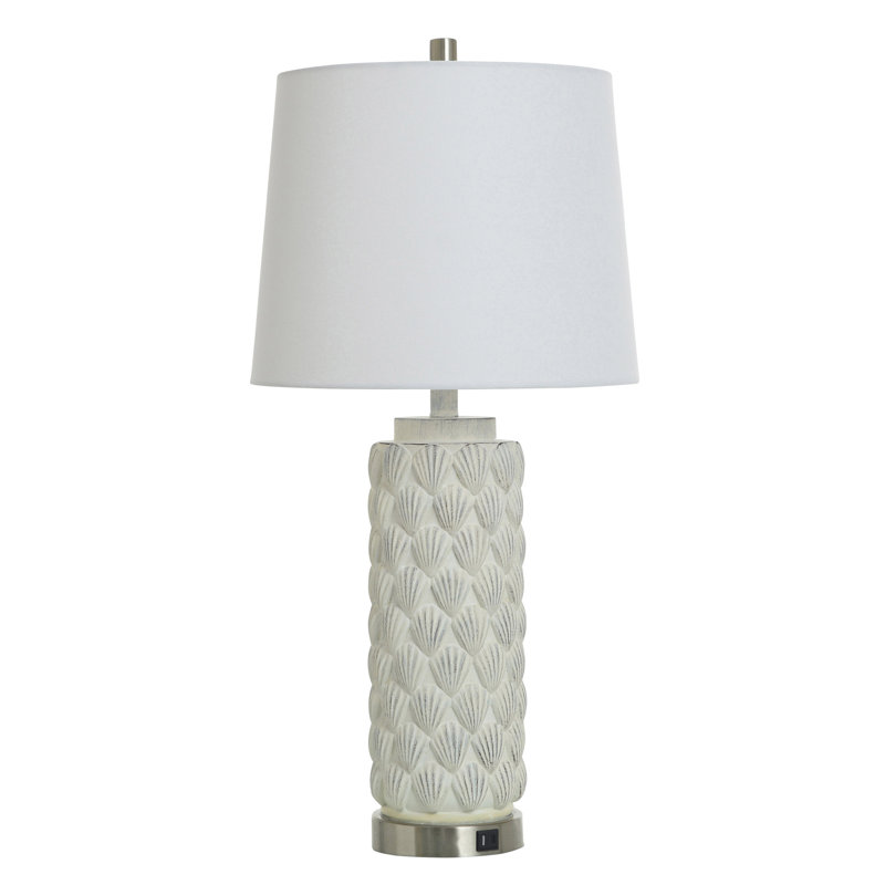 Dangerfield - Poly Resin Table Lamp With Type A & C USB Port Metal Base, White, Old White
