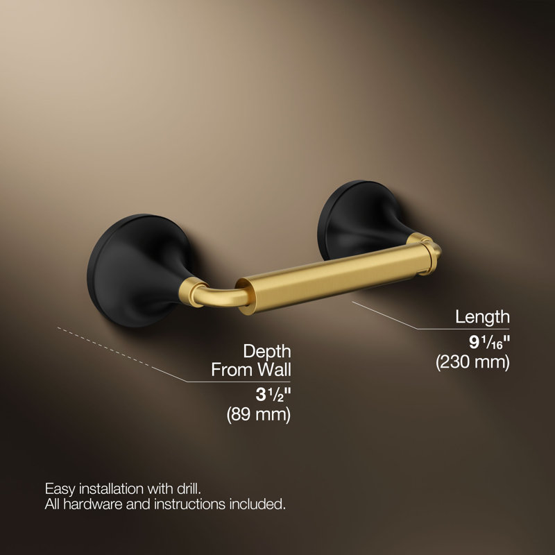 Tone Pivoting Toilet Paper Holder, Gold/Black