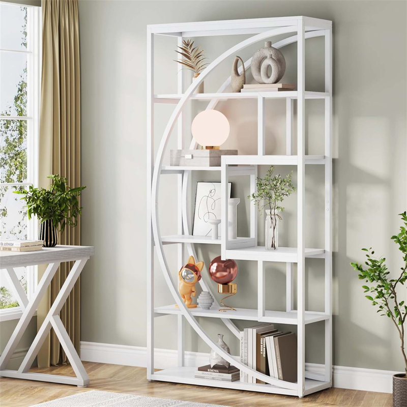 Étagère de rangement à 5 niveaux de 70,47 po avec 8 tablettes ouvertes pour espaces de vie modernes, Blanc