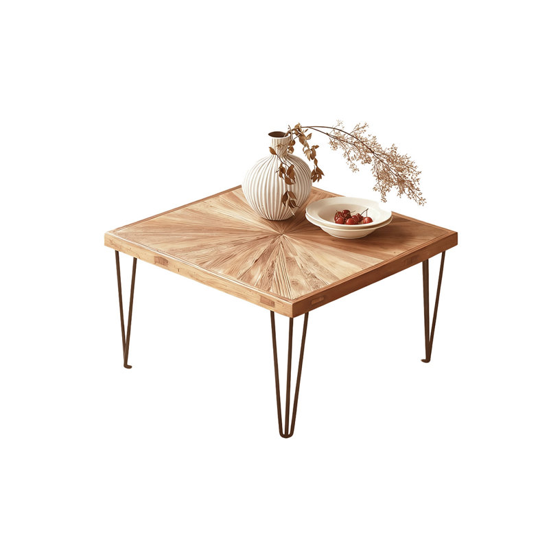 Retro Burlywood Solid Wood Rectangular Coffee Table