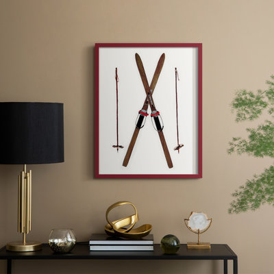 Vintage Skis Framed Print - Solid Wood