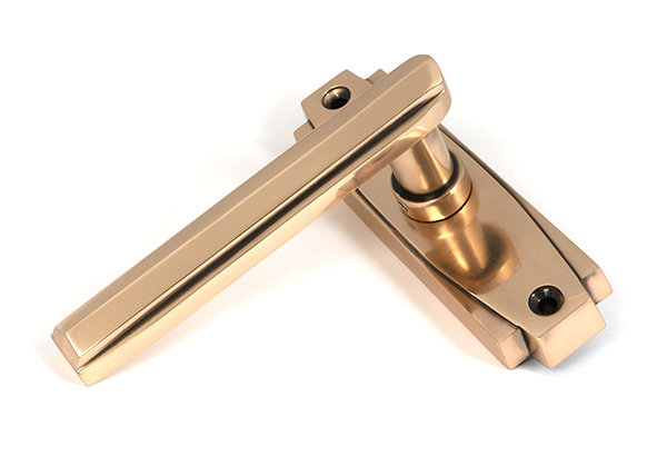 Art Deco Interior Mortise Door Handle, Polished Bronze