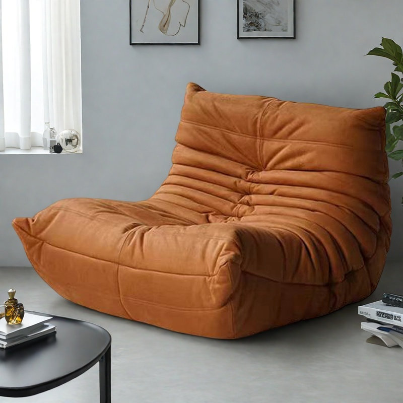 Canapé à billes rétro minimaliste, H 27,55 po x l 34,25 po x P 39,37 po, Suède brun