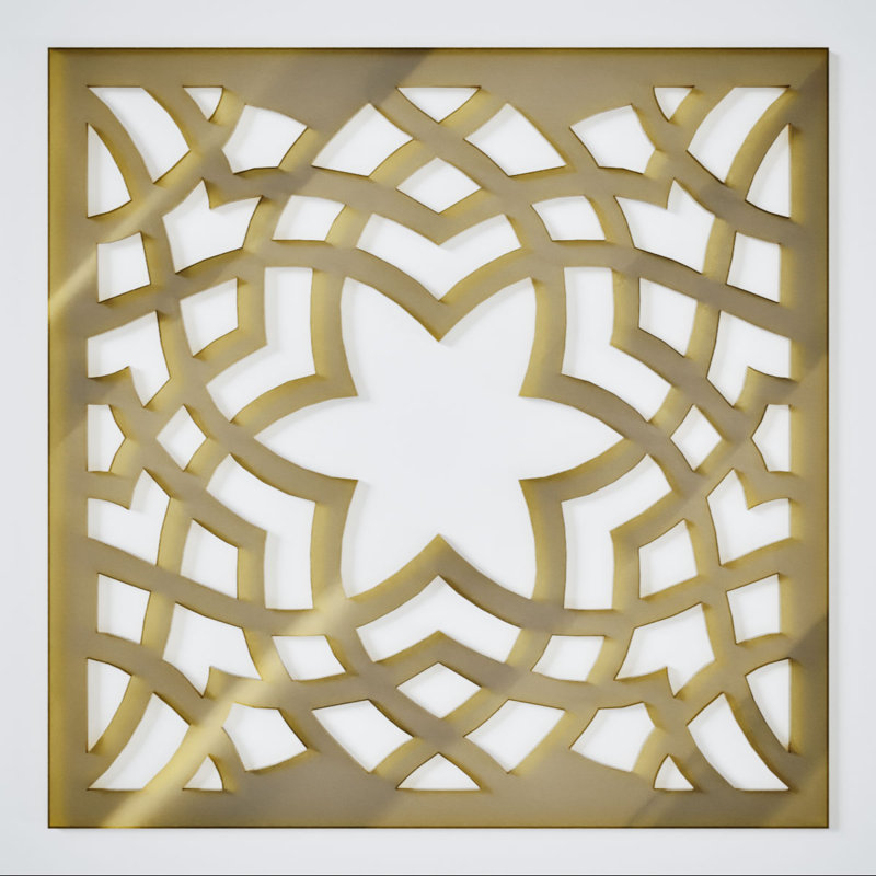 Paris Decorative Fretwork Acrylic Wall Panels, Medium, 15 3/8"W x 15 3/8"H x 1/8"T, Gold Mirror, Gold
