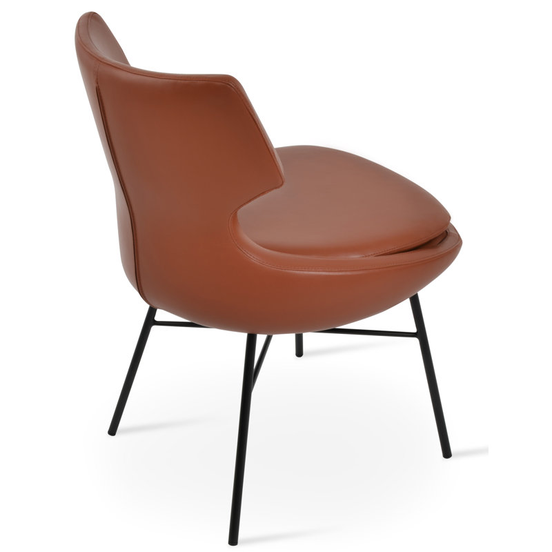 Patara Cross Side Chair, Leatherette Cinnamon