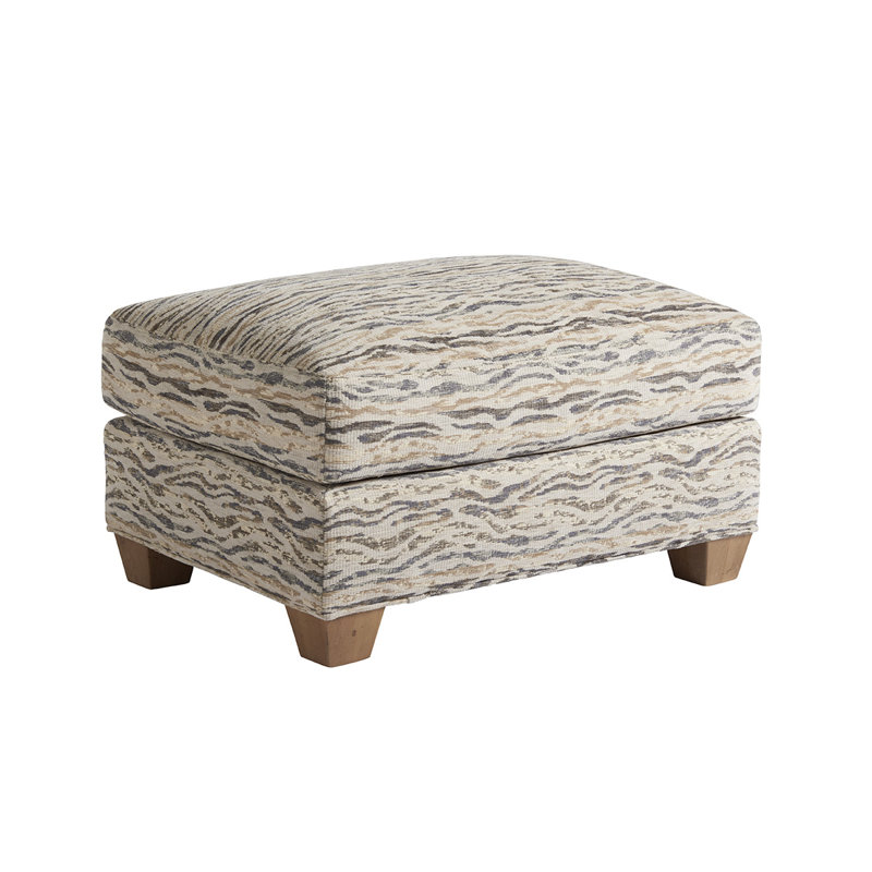 White Knotty Oak Transitional Ottoman with Linen Glaze
