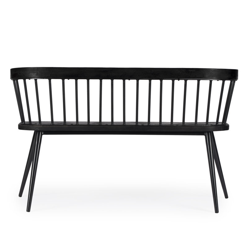 Tempe Mango Wood Spindle Back 51.25"W Bench, Black