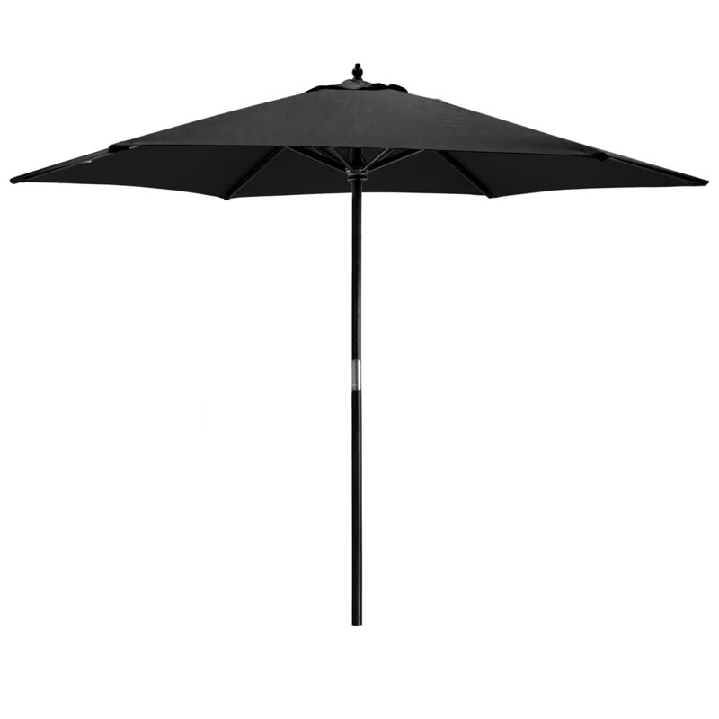 Wooden Garden Parasol, Black, Black