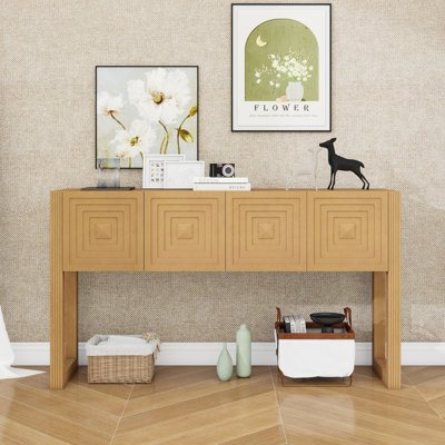 Wood Console Table with 3 Soft-Close Drawers