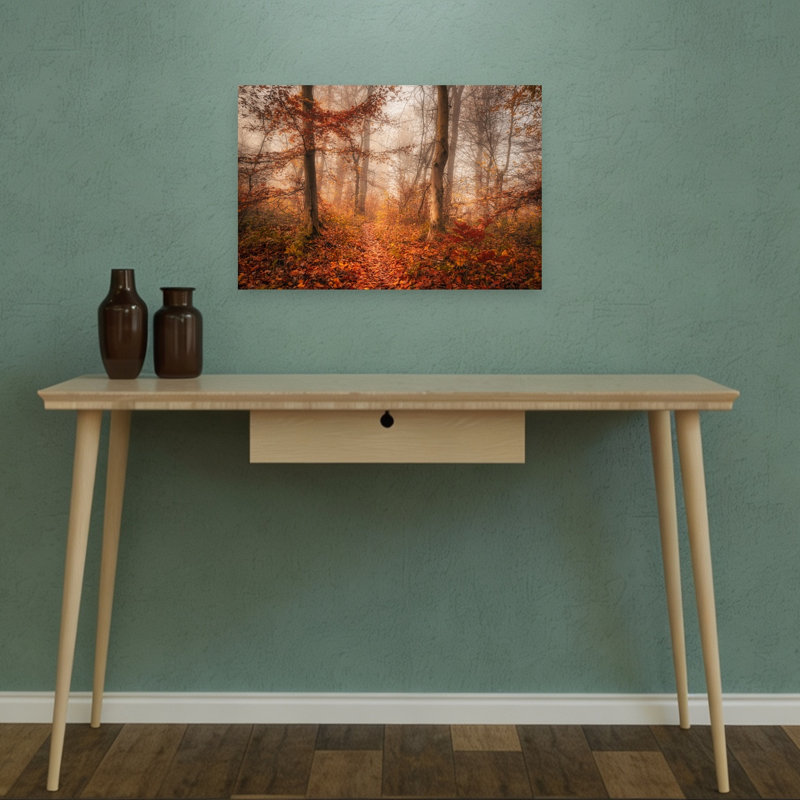 Chemin d'automne brumeux, paisible et serein, impression d'art mural abstraite sur la forêt d'automne, 12" H x 18" W