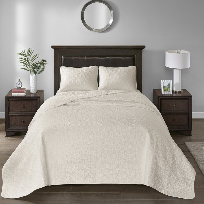 Couvre-lit réversible grand format crème - rembourrage en coton prélavé pour plus de chaleur, élégance matelassée, matelas profond surdimensionné, 2 taies décoratives incluses
