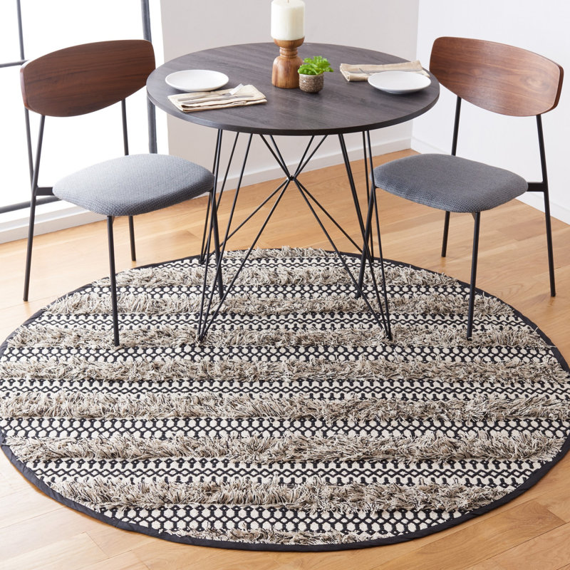 Natura Flat Weave Cotton Southwestern Rug, Round 6'
