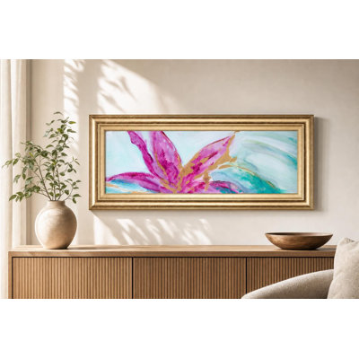 Art mural Magenta Bloom - 18 po x 42 po - Cadre doré