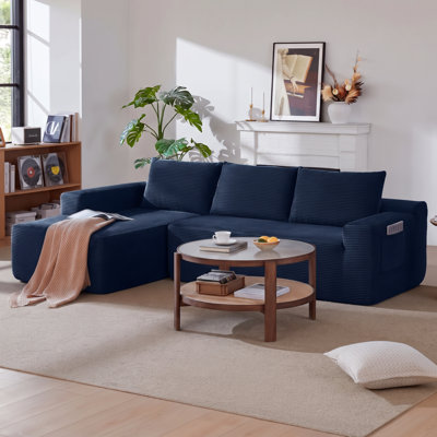 97” L-shaped Modular Sectional Sofa, Cloud Couch With Oversized Chaise Lounge, Deep Seat Boneless Memory Foam Couches For Living Room,no Assembly Required,corduroy,storage.