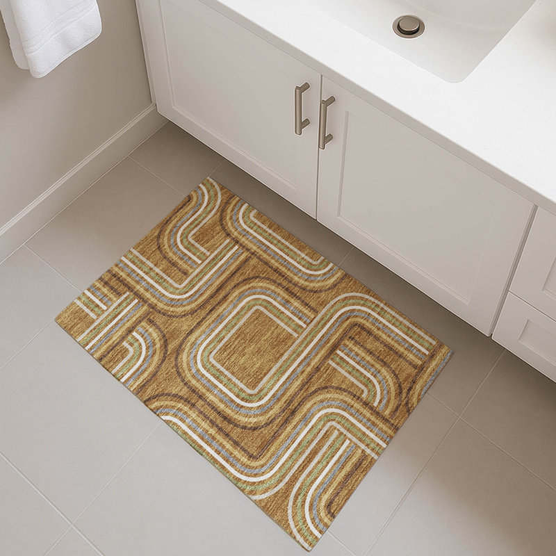 Tapis géométrique Premium lavable à la machine Villers, Paprika, 2 pi 6 po x 3 pi 10 po