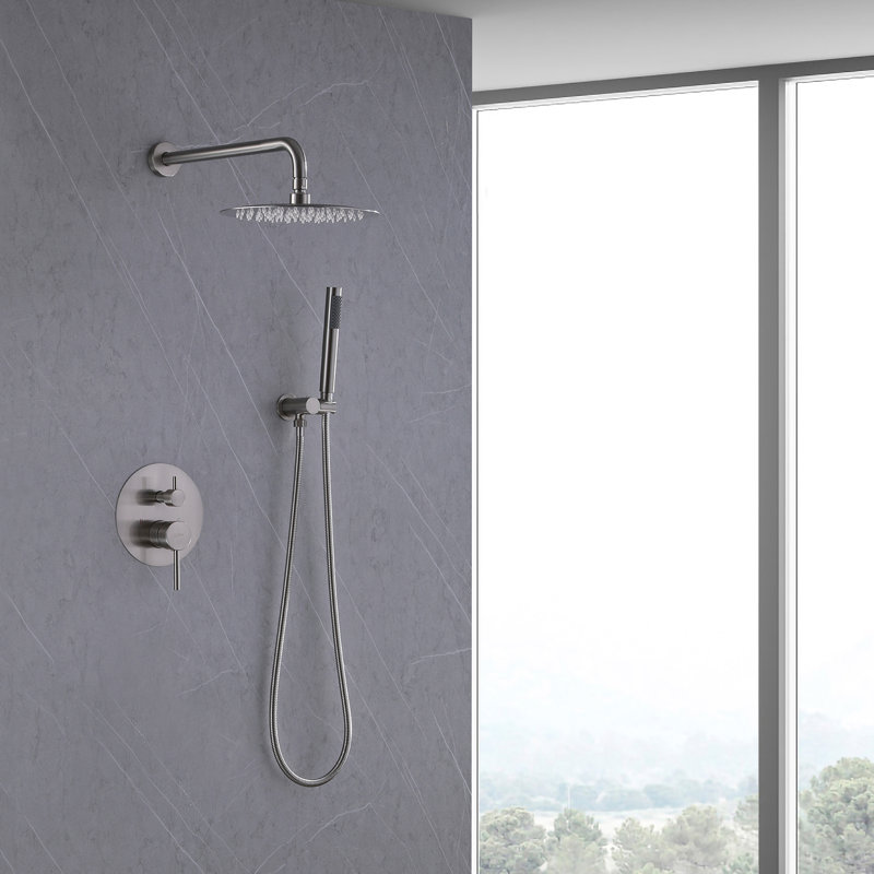 Shower Faucet with Rough-in Valve and Diverter, Brushed Nickel