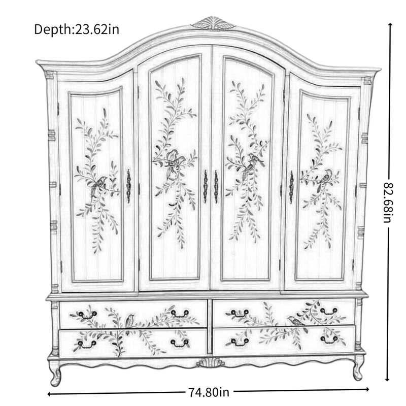 Armoire américaine à quatre portes style campagne américaine