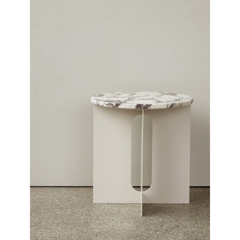 Androgyne Marble End Table, Calacatta Viola Marble/Black