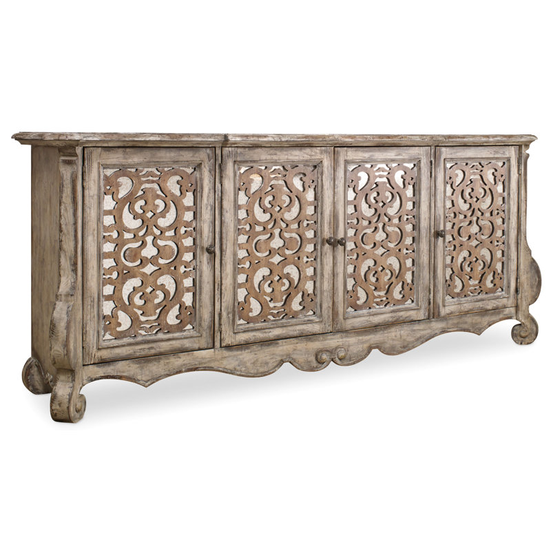 Chatelet 90'' Beige Mirrored Traditional Sideboard