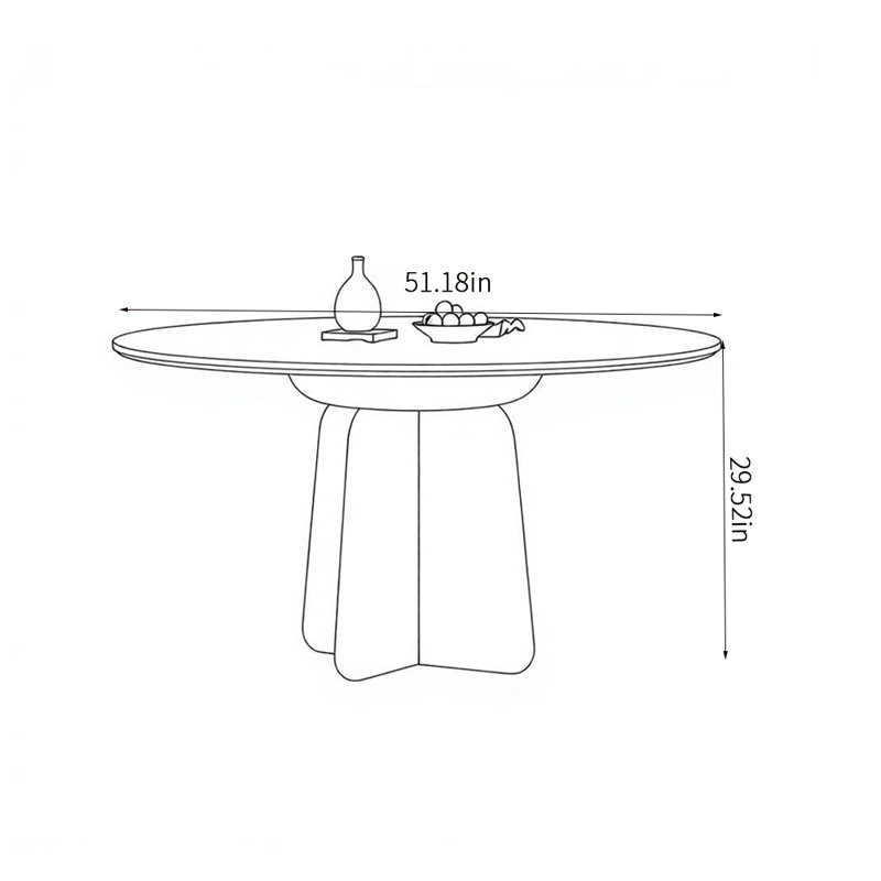 Table de salle à manger Italian Minimalist, 29.52"H x 51.18"W x 51.18"D