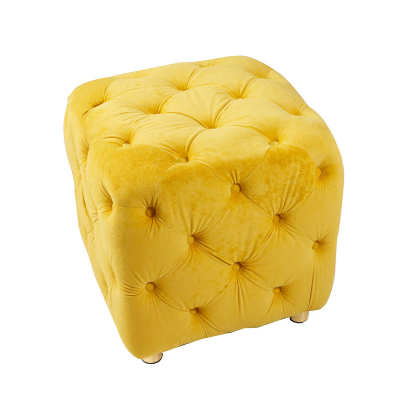 Asharie Velvet Upholstered Bench, Yellow