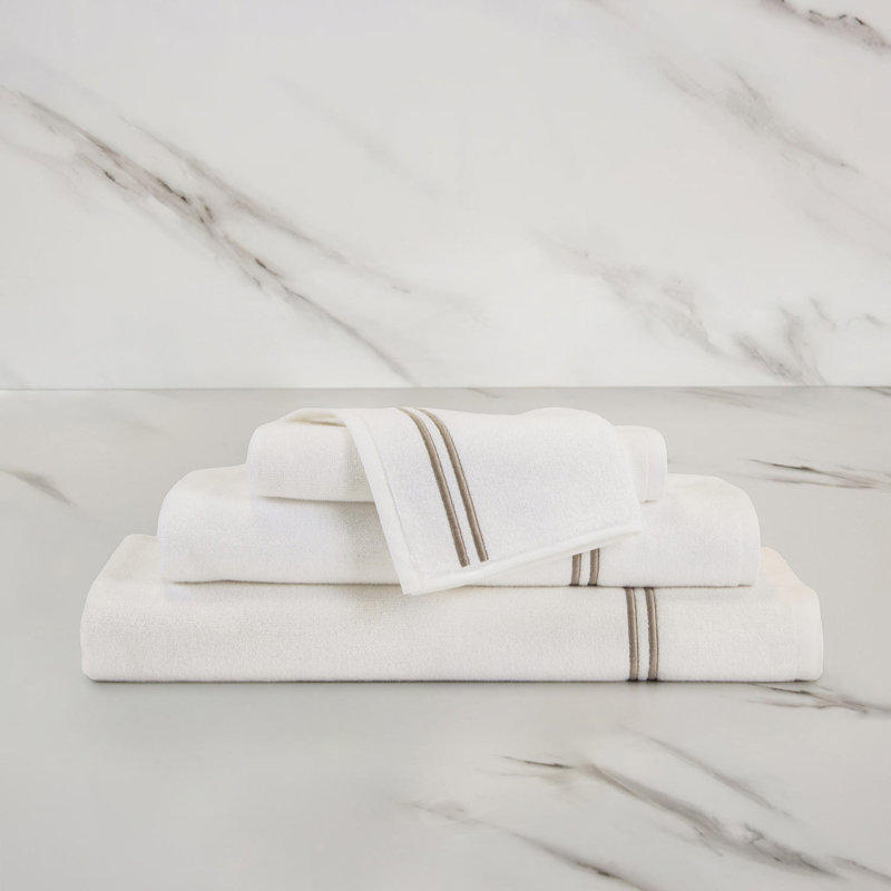 Classic Washcloth, White/Khaki