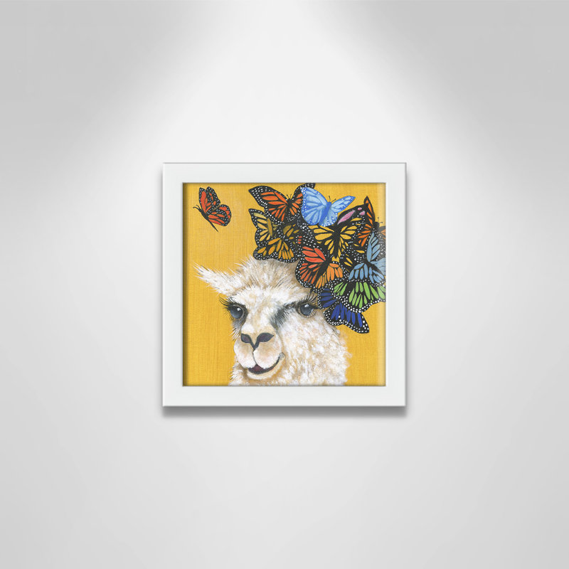 Art sur toile llama, H 9 po x l 9 po x P 1,18 po, Cadre blanc