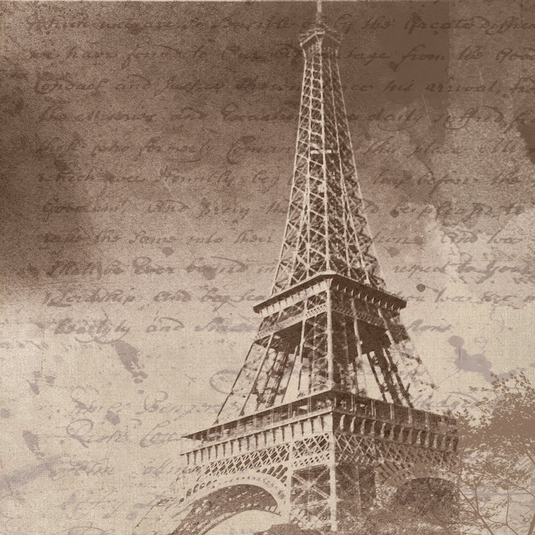 Tour eiffel, impression sur toile tendue, Papier d'art encadré noir, Blanc, H 16 po x l 16 po x P 1 po