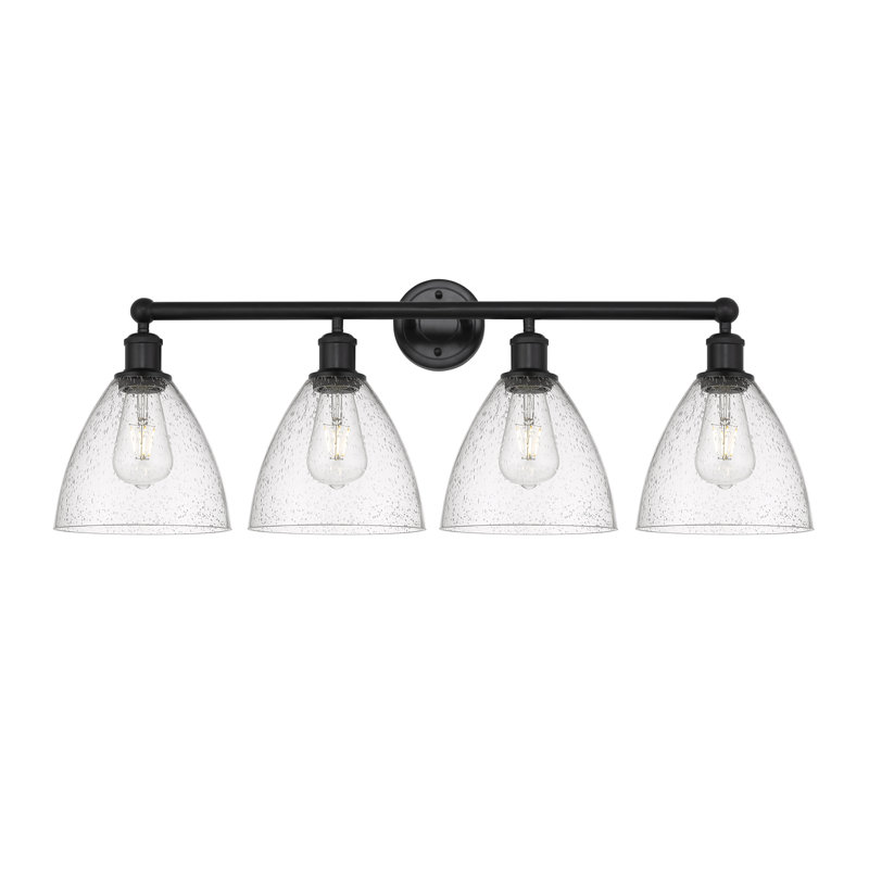 Éclairage pour meuble-lavabo en verre 4 lumières 34,5 pouces Ammamaria, Noir mat, Grainé