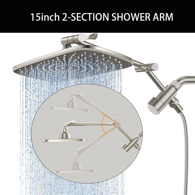 2.5GPM High Pressure  Shower Head With Handheld, Brushed Nickel