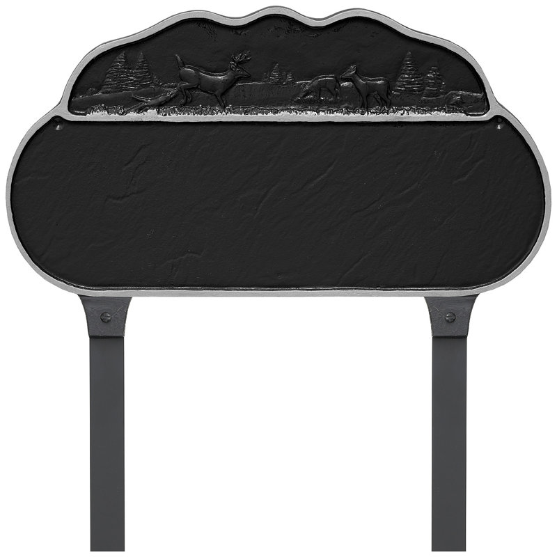 Enseigne d’adresse pour pelouse sur 1 ligne, Noir / argent, Oui