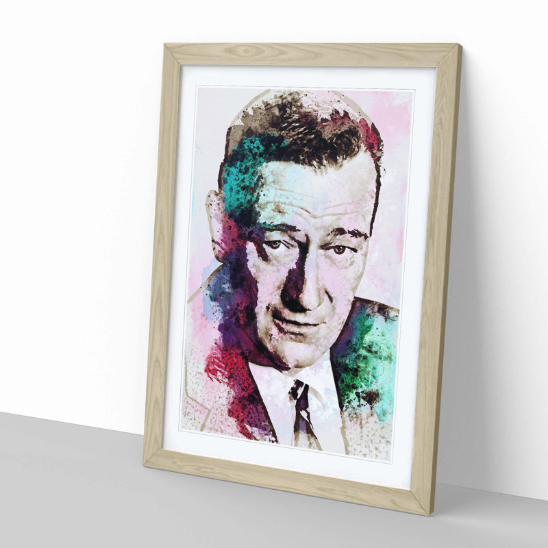 John Wayne in Abstract - Framed Print, Oak, 60cm H x 40cm W x 2cm D