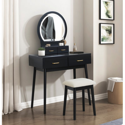 Magnifique commode avec miroir et tabouret avec tiroirs de rangement