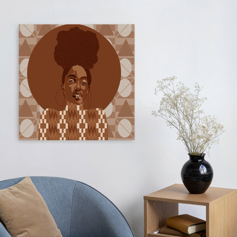 Art contemporain confiant, femme afro, 24" H x 24" W