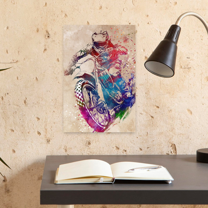 Vibrant Motocross Energy Colorful Energetic Vibrant Wall Art Print 1 Piece Wrapped Canvas Wall Art, 45.72cm H x 30.48cm W