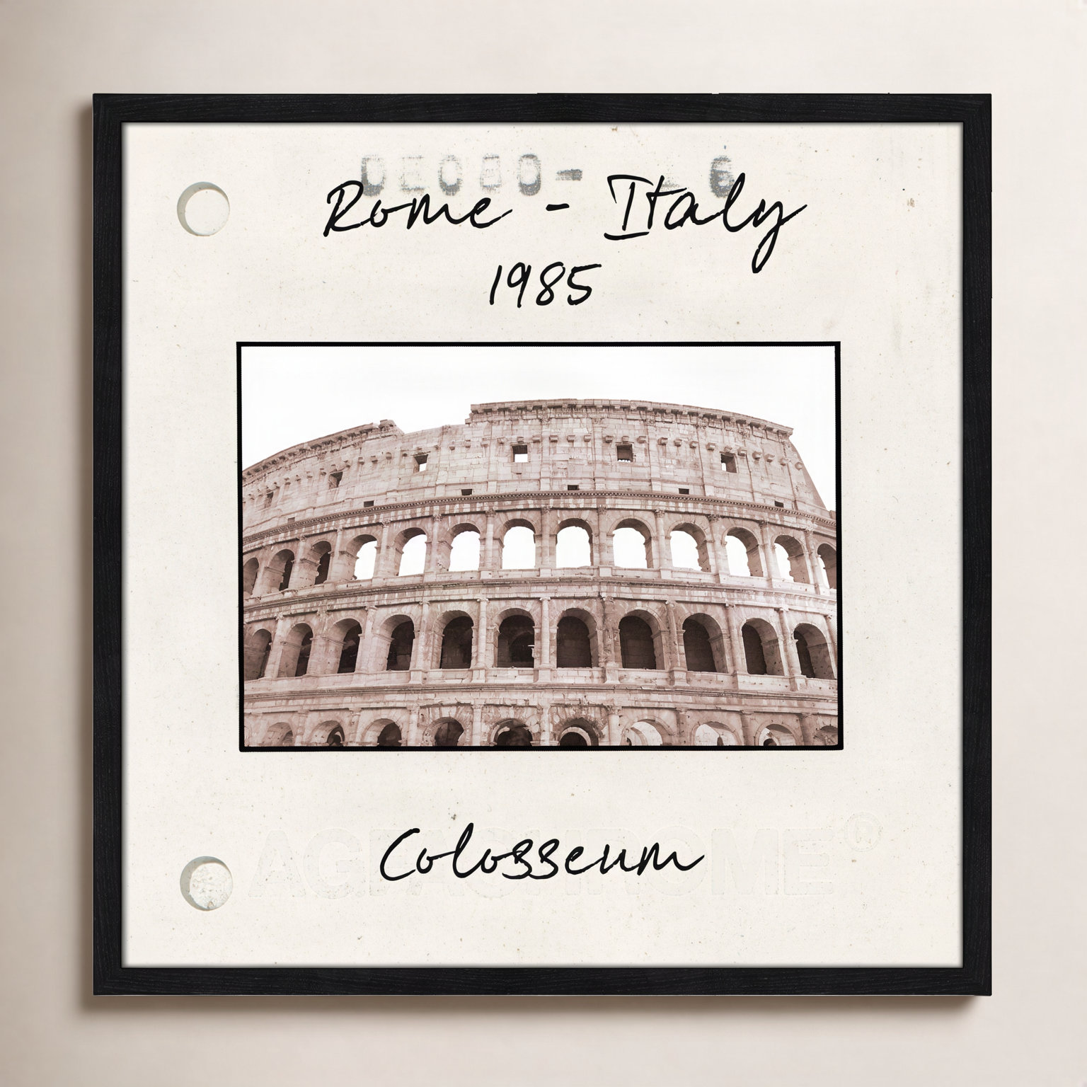 Travel Slide Collection "Rome, Italy - Colosseum" Print, Natural Single Picture Framed Paper, 23.5" H x 23.5" W x 0.75" D