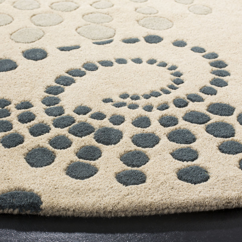Tapis beige en laine touffeté à la main à motif abstrait Jorie, Tapis de couloir 2 pi 6 po x 6 pi