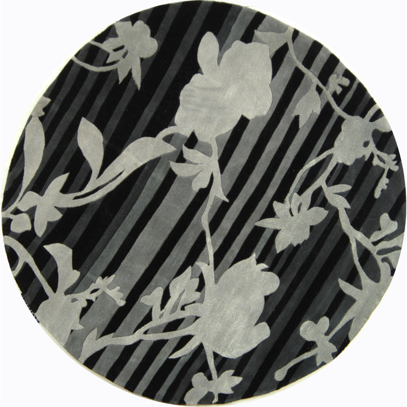 Tapis floral en laine touffeté à la main Zanora Drive, Rond 7 pi 9 po