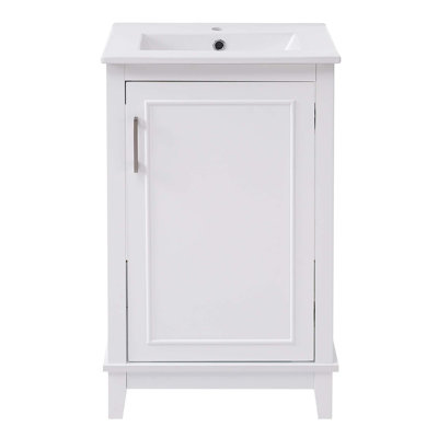 Petit meuble-lavabo moderne avec lavabo, rangement spacieux et 1 porte à fermeture en douceur