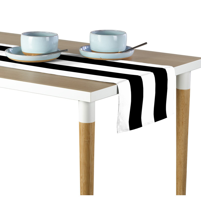 Black Striped Table Runner 108" x 14", 108" L x 14" W, Black