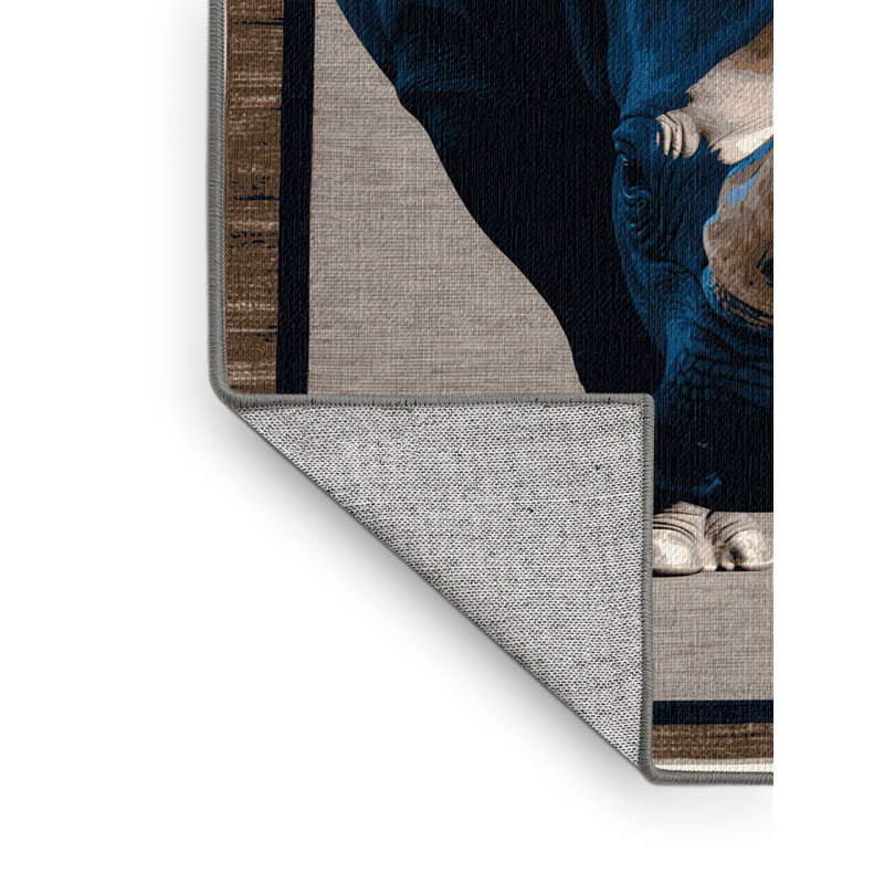  Tapis lavable noir Rhinoceros, Carré 7 pi
