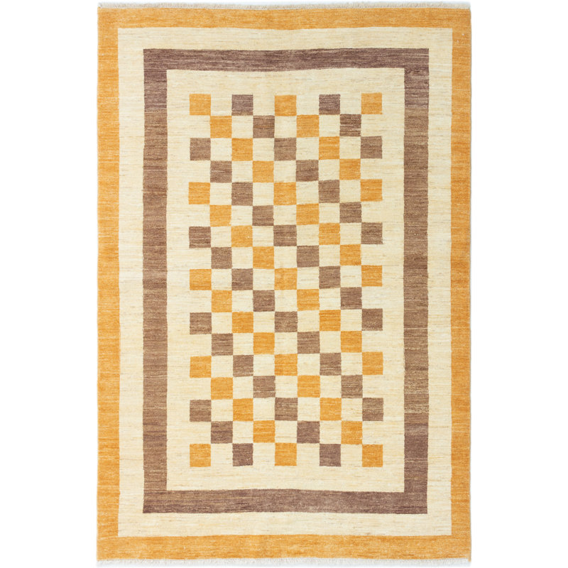 Tapis unique en laine noué à la main ziegler des années 2010 de 5 pi 5 po x 8 pi beige / brun Aracelys