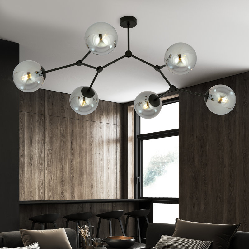 6-Light Sputnik Chandelier, Graphite